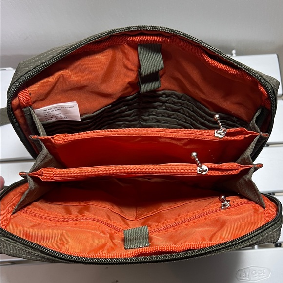 Baggallini Olive Green with Orange Interior Crossbody/Belt Bag 6.5” x 9” - Picture 2 of 4
